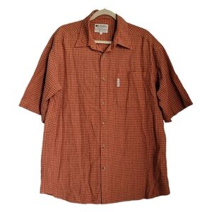 Columbia Shirt Mens XL Button Up Short Sleeve Orange Plaid